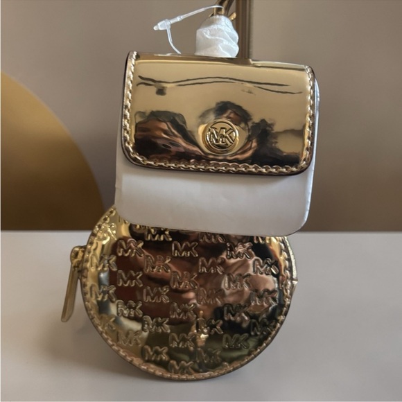 Michael Kors Metallic Gold MK Embossed Crossbody with Coin Pouch - Picture 2 of 4